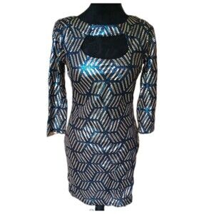 Charlotte Russe Women's S Blue : Gold Sequin Bodycon Mini Dress, Vtg